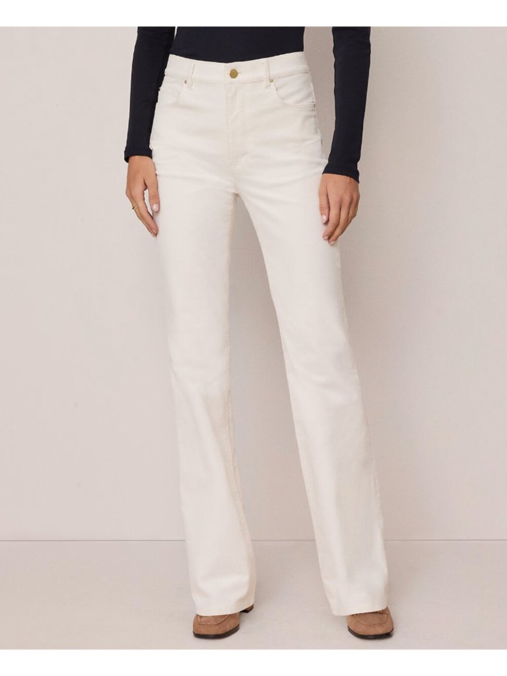 ANN TAYLOR Petite Weekend Boot Corduroy Pant White Size 6P